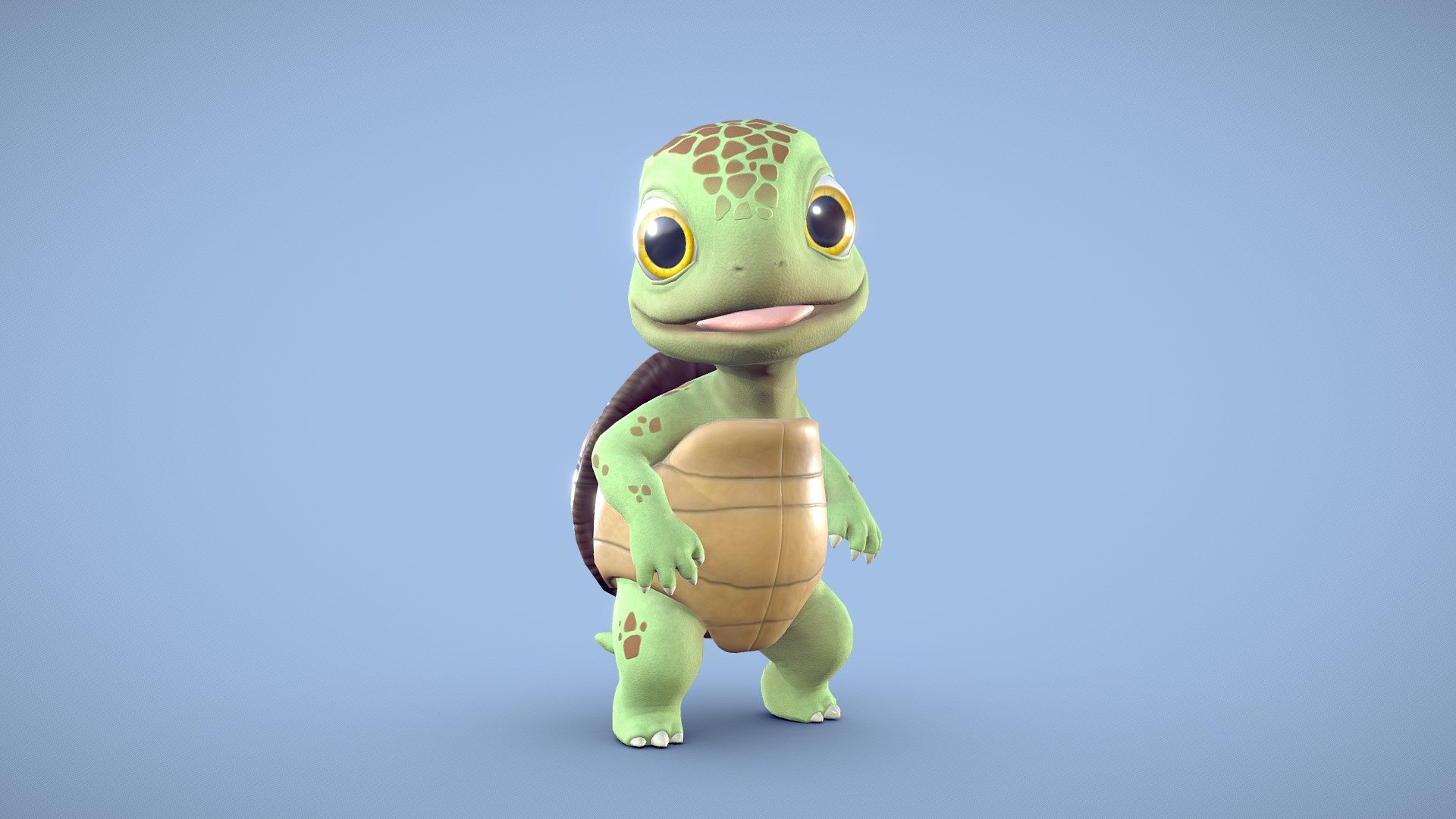 This little turtle loves playing with his own shell as a drum.
I was inspired by the artist Mickael Lelièvre who makes cute characters so awsome.

You can see the whole project here.
https://www.artstation.com/artwork/aYWxzX

Buy and get the sketchfab model, Pose A model and textures - Cute little turtle - Buy Royalty Free 3D model by efrenfreeze 3d model