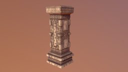 Aztec Pillar ruin, ruins, painted, mayan, pillars, pillar, aztec, stylised, architechture, stone