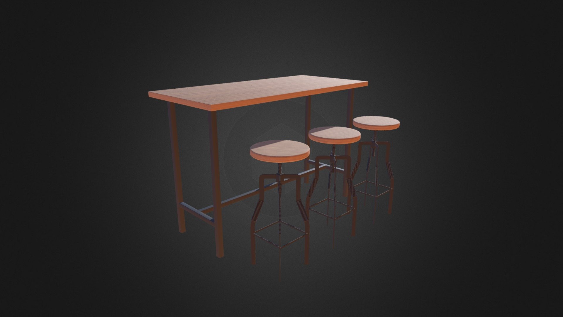 Bar Table with Stools - Bar Table with Stools - Buy Royalty Free 3D model by cgaxis 3d model