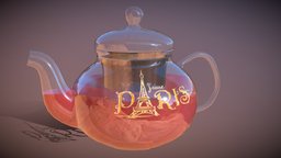 Glass Teapot with label teapot, paris, tea, glass