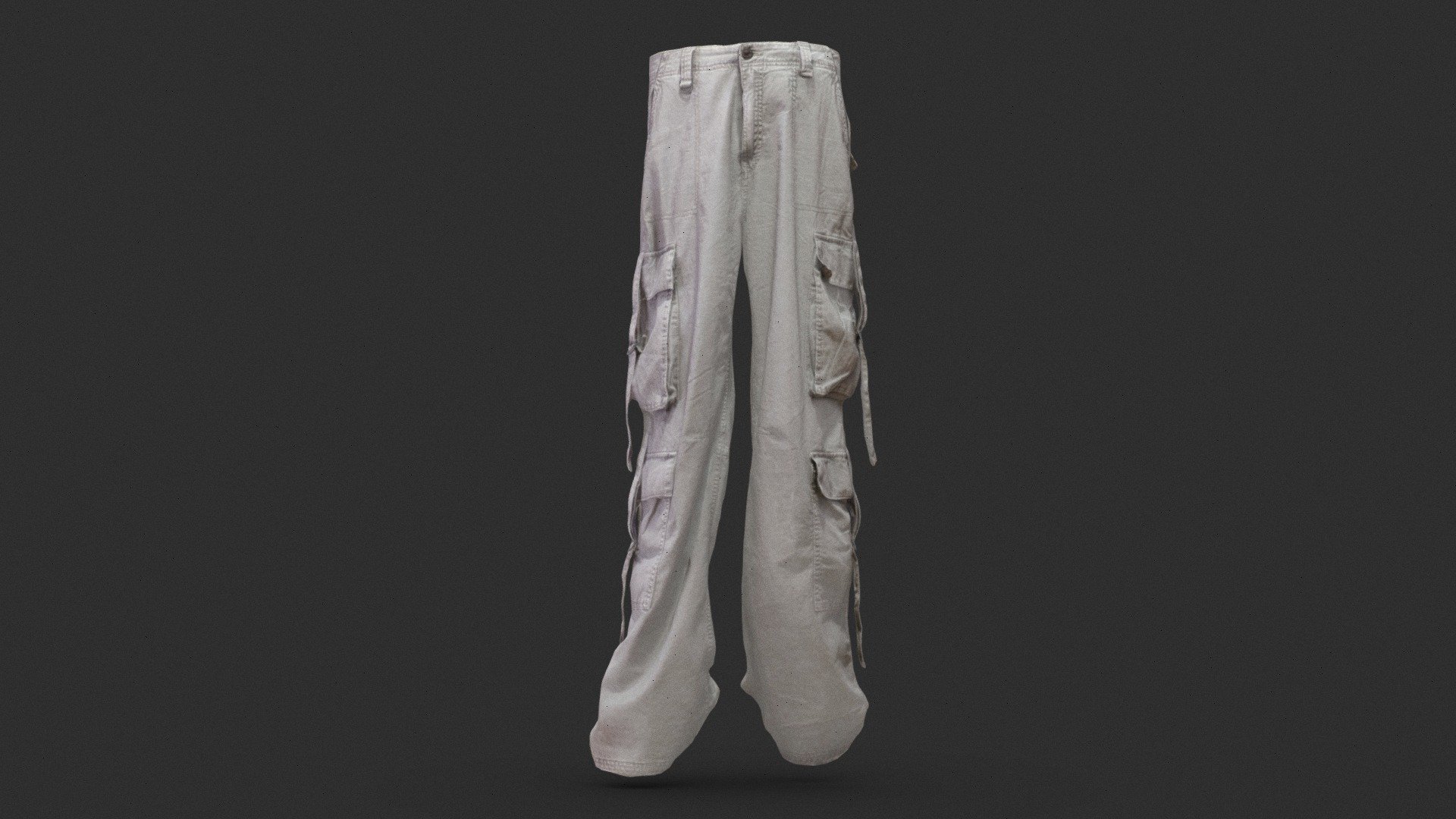 Modern grey long trousers scanned in 3D with low poly retopology 3d model