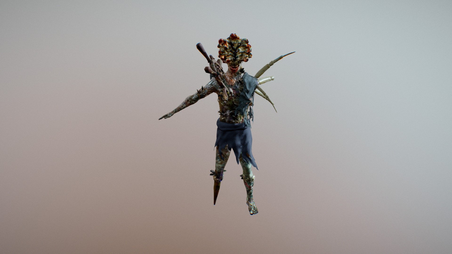 A mashup between a clicker from the amazing &lsquo;The Last of Us' and a pirate from the &lsquo;Pirates of the Caribbean', this undead abomination still has a debt to pay before the mast 3d model