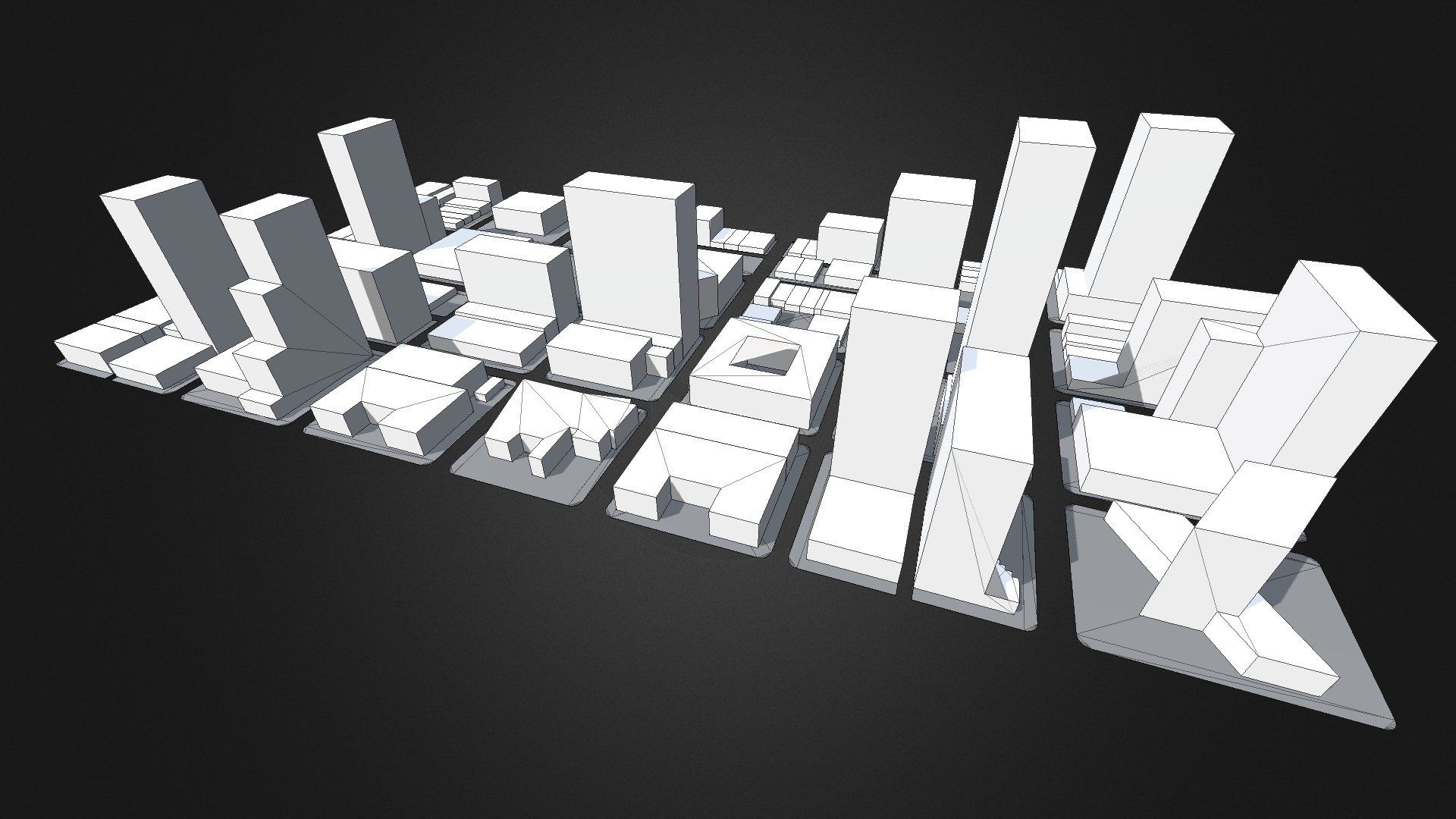 Low-Poly Modular City Blocks. Urban landscape with buildings 3d model