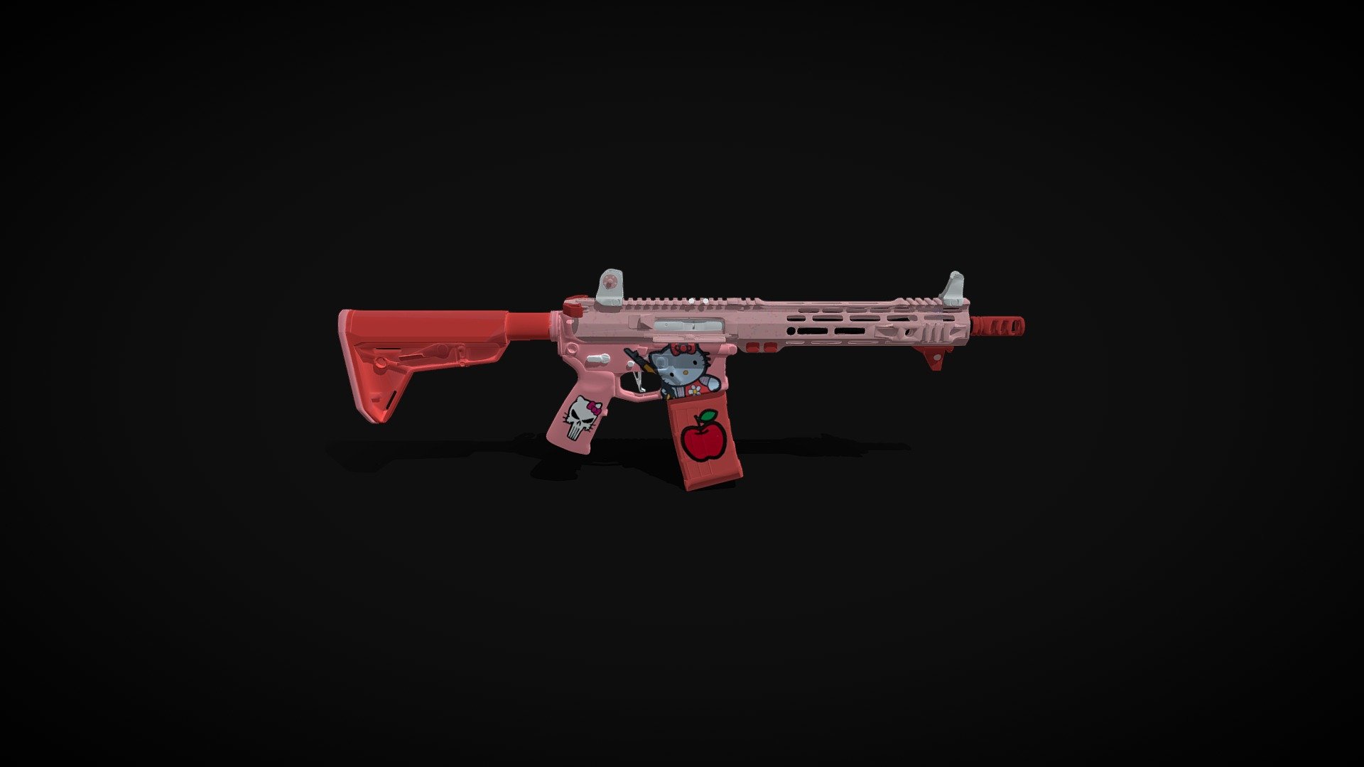 Kitty Retexture using Substance Painter. Original Model by Alex Finsher. https://sketchfab.com/3d-models/slr-ar-15-429b6ef8516b46dca8992e78c4bf7a55

Check this out from zhixson  https://sketchfab.com/3d-models/hello-kitty-soup-thermos-grenade-polycount-fe00f7c91eac4a97bdd95755927ca2f5 its awesome!! - AR15 Alex Finsher - Kitty SP - 3D model by odzta 3d model