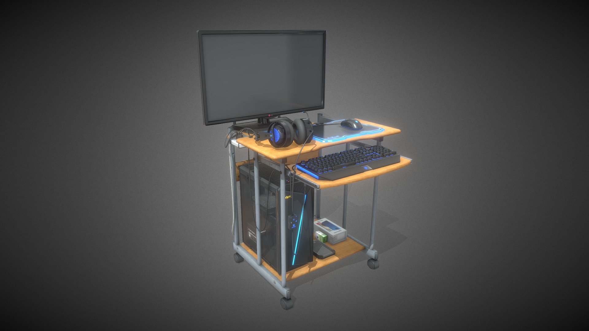 This is a Desktop PC i made using Blender and Substance Painter, using my real PC Setup as reference, and yes, use a TV as my Monitor, Here are the Product I Use




TV Monitor : LG TV

Keyboard : Sades Thyrsus RGB Mechanical Keyboard

Headphone : Sades Locust Plus

Mousepad : E-Blue EMP013 Flashy RGB Gaming MousePad

Mouse : Rexus Mouse Gaming Xierra G11

PC Specs : - NVidia 1050 GTX 2Gb
                      - 8 Gb RAM Corsair Vengeance LPX 4GB DDR4 Red
                      - Intel Core i5 
                      - Armageddon PC Case

Let me know what you think about the Model! - Desk And Computer (Desktop PC) - 3D model by Kevin Saleh (@Kevin.Saleh) 3d model