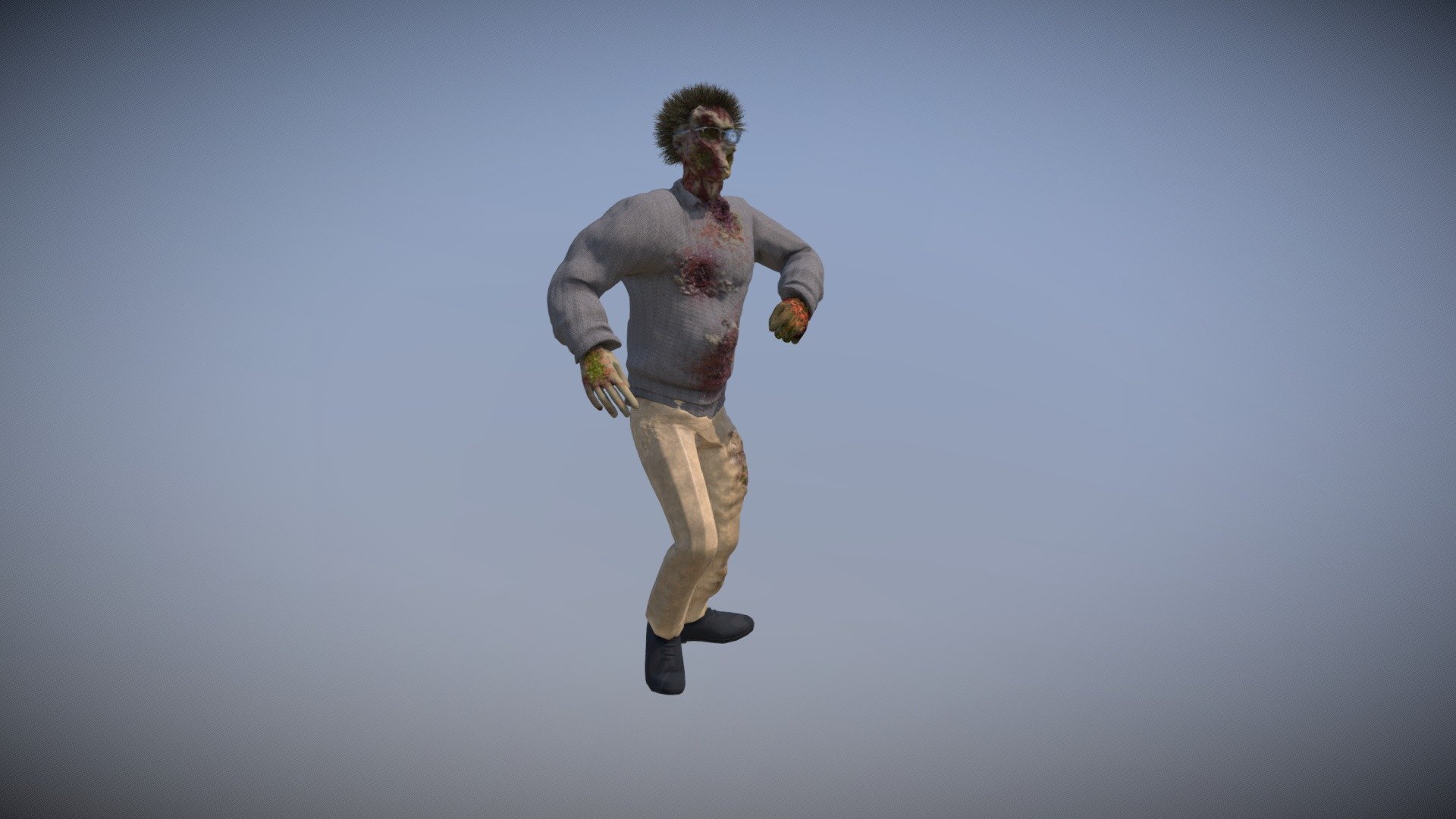 zombie hombre animado en loop (el rigging es creado en mixamo) ideal para videojuegos o animaciones, el personaje es totalmente gratuito 3d model