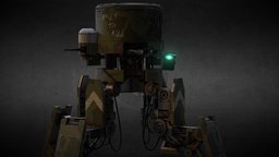 The Veteran Robot mech, sketch, automaton, mecha, tank, machine, cannon, ai, substancepainter, 3dsmax, lowpoly, gun, robot, gameready