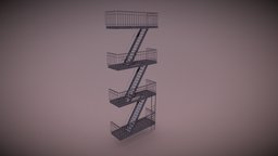 Fire Escape rusted, alley, game-art, metal, marmoset, game-ready, fire-escape, game-asset, game-assets, environment-assets, dingy, backalley, substance-painter, modular