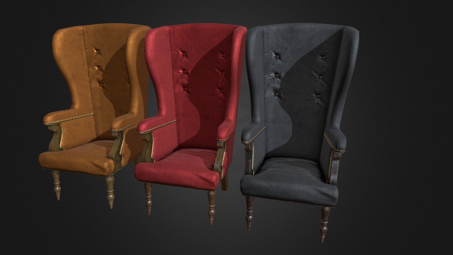 Antique armchair (19th century) 
Game ready with PBR Textures; 
Unity3d optimized; 
3 colors; 
Polygons: 3278; 
Textures 2048 x 2048
 - Armchair - 3D model by cranberrymk 3d model