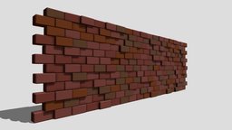 Low-Poly Brick Wall ready, bricks, stylised, brick-wall, low-poly, asset, game, modular, wall