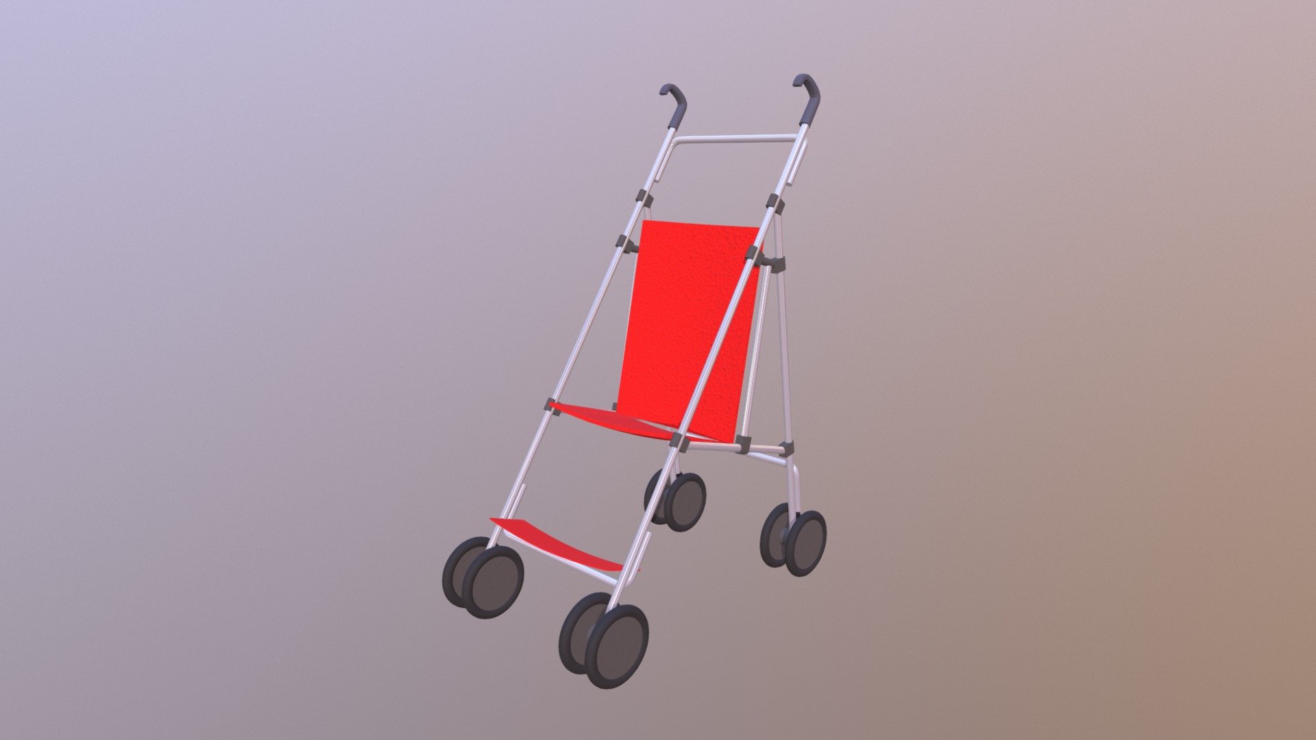This is a model of a typical 4-wheeled stroller, typically used for carrying infants and babies, small children, and toddlers.


Approx 19,902 polygons.
Made entirely with 3 and 4 point polygons.
Includes group information, which your software should interpret as separate parts, which includes: 2 front wheels, 2 rear wheels.
Although the model includes these parts, this version of the model is not rigged.
Includes logically named materials, such as Tires, Plastic, Metal, and Fabric. This makes it very easy to recolor the model.
The model has basic UV mapping and a &ldquo;fabric
