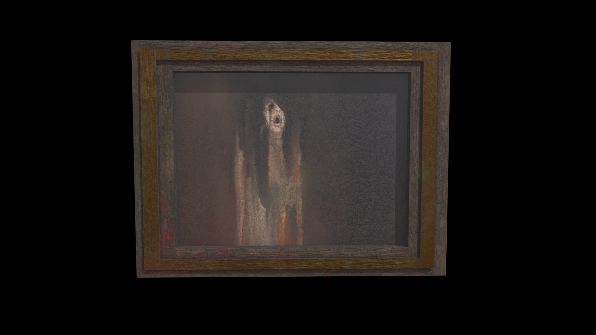 I’ve been working on a game with my team (Cotton Cloud Productions) called The Chopping Block. It is a horror theme and we wanted to have some distinctive rooms within the level, I thought a creepy painting would help add to the spookiness of the game (especially since it will disappear and reappear in another room with creepy laughter). I created the model, UV's, and texture art. This is one of my favorite pieces I've done so far. I painted the image in Photoshop and used Substance Painter to add the grime and other textures you see on the painting and frame 3d model
