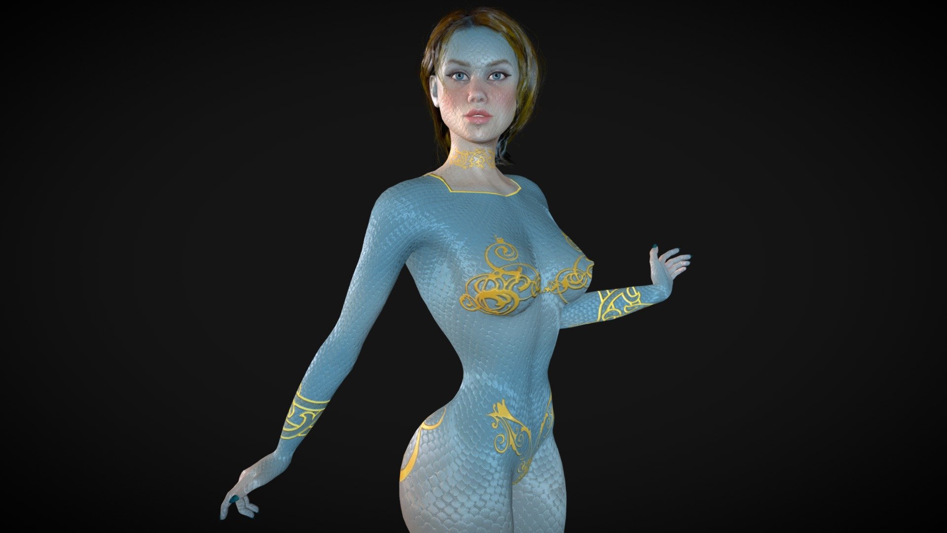 Girl with Snake Scales - Girl with Snake Scales - 3D model by AR3X (@cg-girls) 3d model