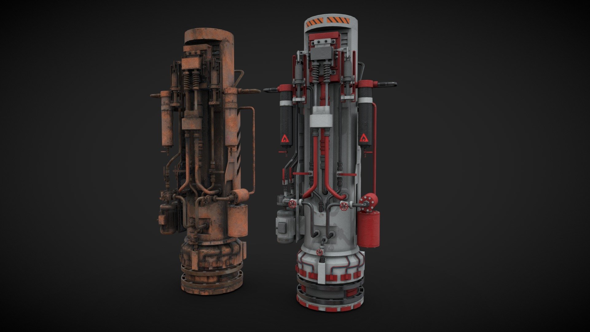 Machinery device for industrial visualizations 

Painted and rusted 

4k PNG PBR textures included 

Non overlapping UVs 3d model