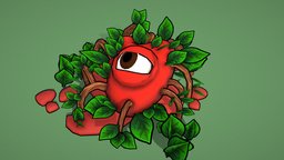 Green Heart eye, cute, heart, b3d, outline, illustration, outlined, cartoon, game, blender, blender3d, gameart, gameasset, animated, leaves, gameready