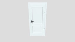 Low Poly Wooden Door wooden, white, painted, ready, game, low, poly, animated, interior, door
