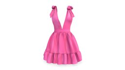 Mini Ruffled Skirt Pink Dress mini, cute, fashion, bow, girls, clothes, skirt, pink, summer, dress, deep, beautiful, womens, elegant, wear, shoulders, backless, cleavage, pbr, low, poly, female, ruffled