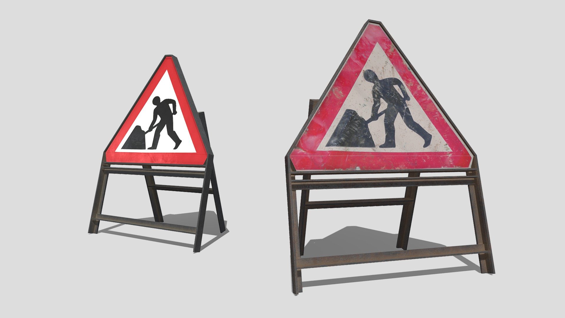 Low Poly Road work sign with New and Old PBR Textures - Road Works Sign - Buy Royalty Free 3D model by studio lab (@leonlabyk) 3d model