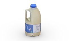 Supermarket Milk Bottle 04 Low Poly PBR