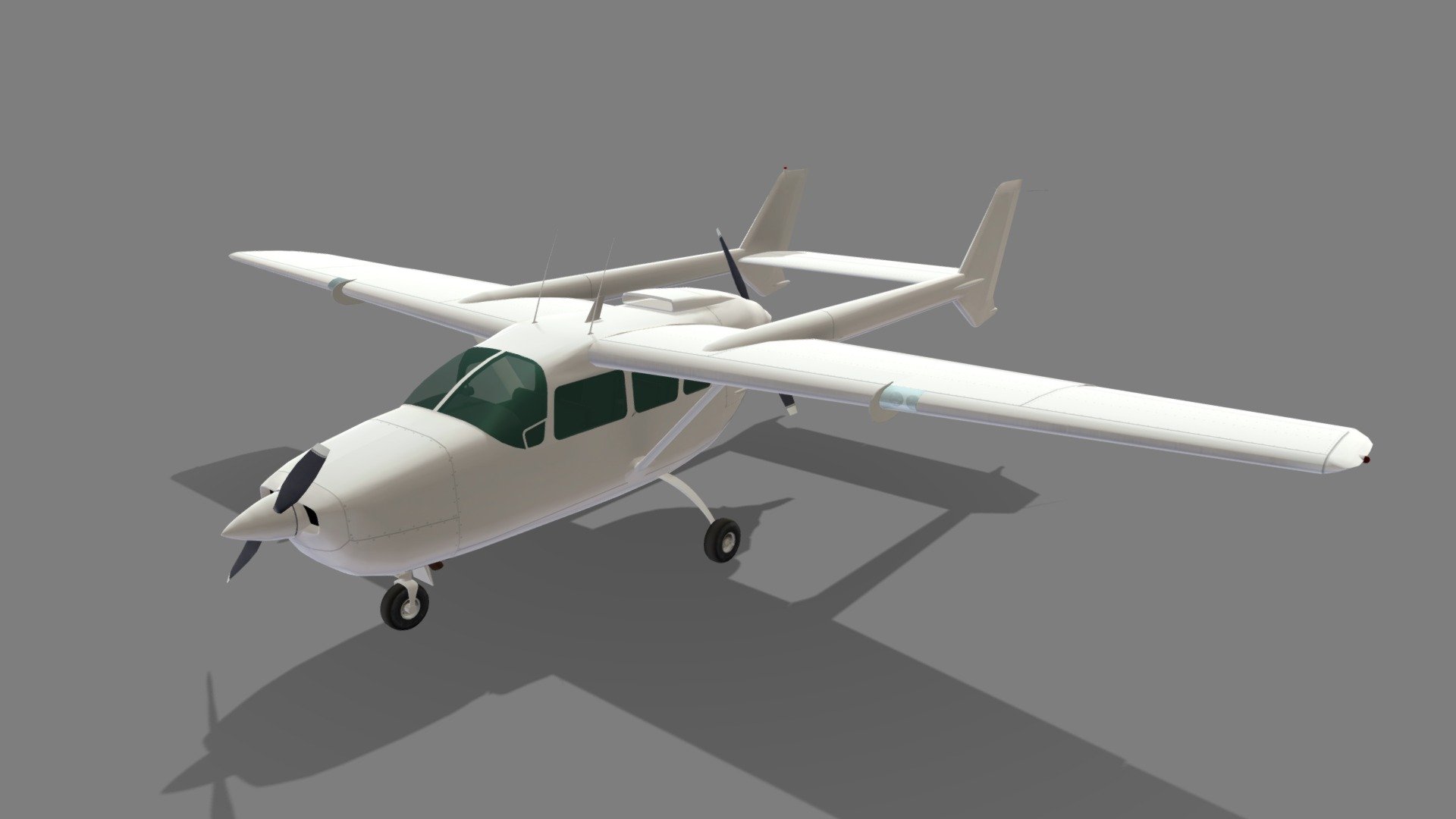 The Cessna Skymaster is an American twin-engine civil utility aircraft built in a push-pull configuration.

optimized for minimal complexity with less than 5000 polygons. Despite its low polygon count, the model accurately captures the iconic design and aerodynamic features of the Cessna 152, making it ideal for real-time rendering in games or simulations.

The model comes with a blank layered texture, providing a clean slate for customization. This allows you to apply your own color schemes, decals, or airline branding. The layered structure of the texture file offers flexibility in modifying different parts of the aircraft separately, such as the fuselage, wings, engines, and tail.

In summary, this Cessna 337 low-poly model is a perfect blend of simplicity, accuracy, and customizability, making it a versatile asset for any 3D project 3d model