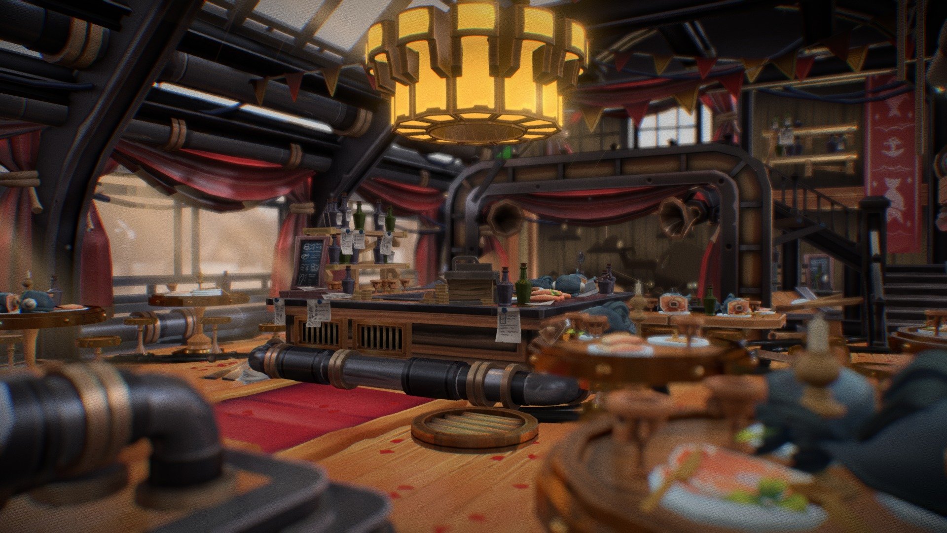 A steampunk cabaret high above the skies I created with the help of my friend Mathilde (sketchfab.com/mathoumate). 🐭
I tried a different look with my sketchfab render I hope you'll like it! - Steampunk cabaret bar - 3D model by Malef - Clément Campargue (@clement_campargue) 3d model