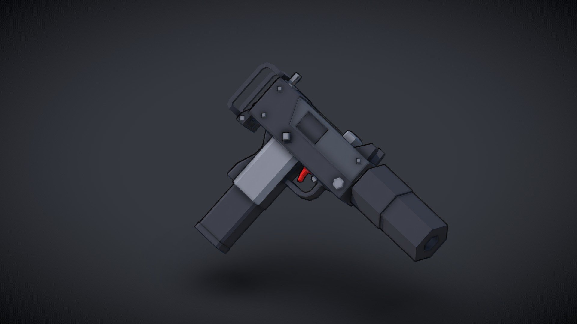 Lowpoly stylised sub machine gun based on the Mac 10. Small silent and ready tp spray 30 bullets all over a crappy diner as it's targets dive to the floor behind the counter miraculously dodging every round 3d model