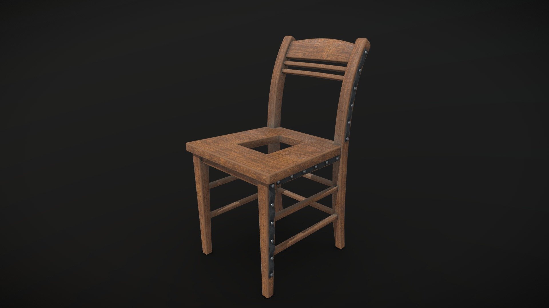 Interrogation wooden chair with molle like straps for ultimate tieing solutions

Modelend and unwarped in Blender, baked and textured in Substance Painter 3d model
