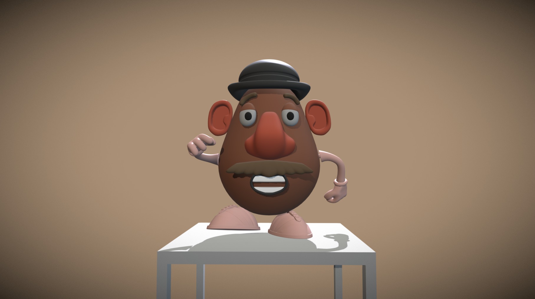 This is a re-upload of my Mr Potato Head. I've smoothed out the mesh to make him look better. Again, I did not create this model, I simply put the part togehter to form him as this was one of my task at University 3d model