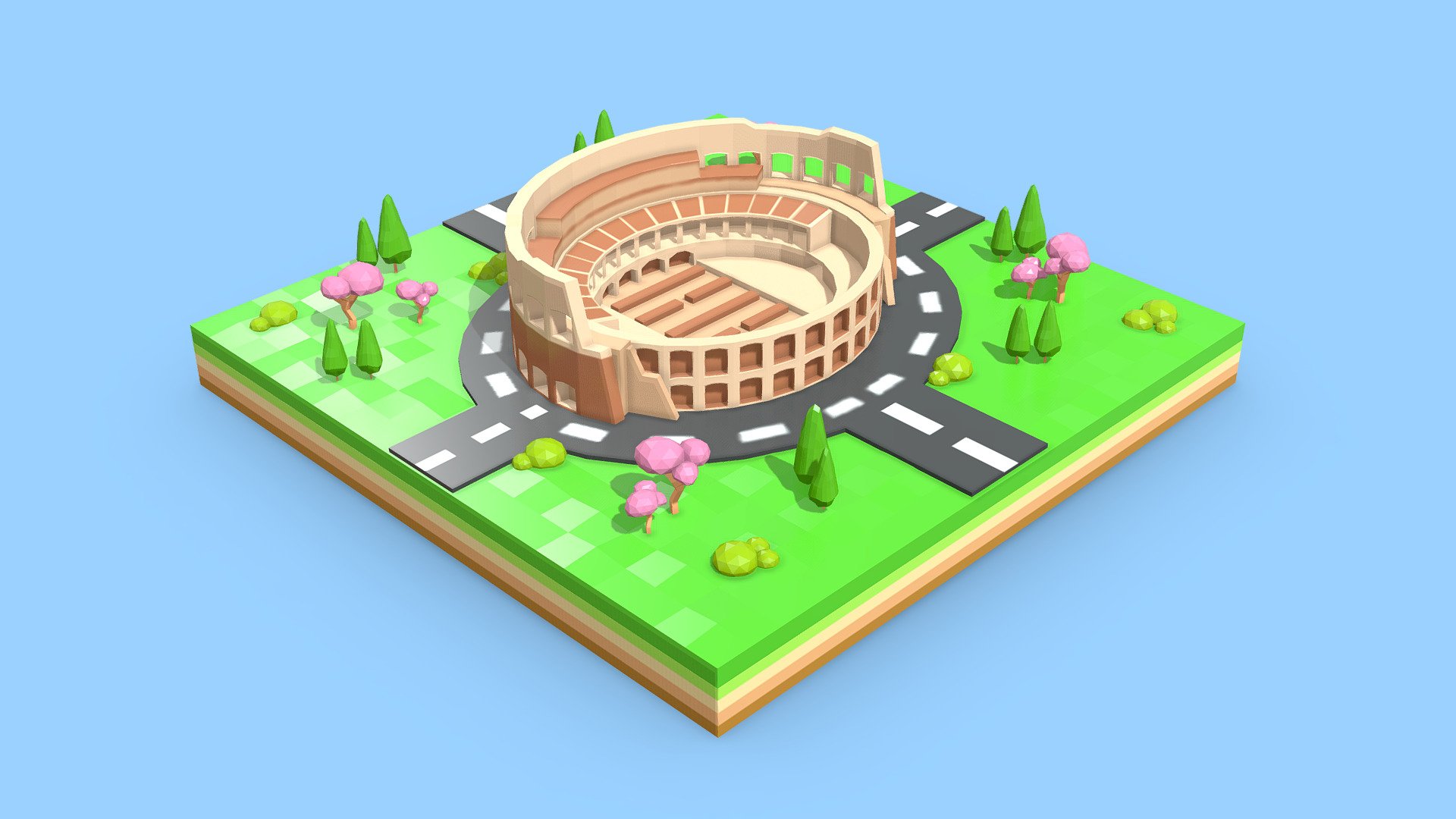 Roman Colosseum LowPoly 3D - Buy Royalty Free 3D model by Shin Xiba 3D (@Xiba3D) 3d model