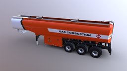 Gas Trailer LowPoly train, truck, land, gas, gasoline, trailer, traffic, transport, urban, road, fuel, scania, vehicle, car