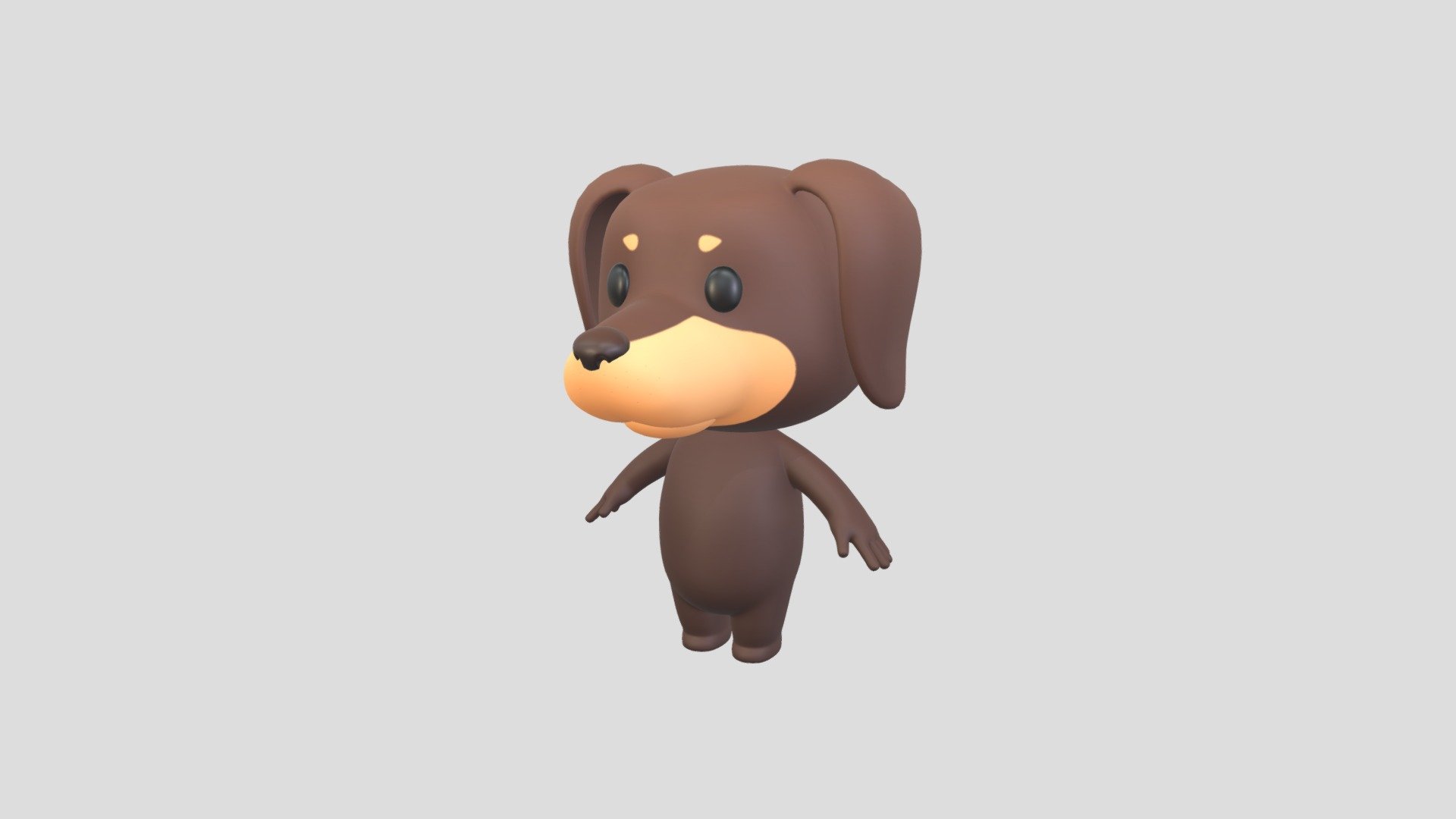 Dachshund Dog Character 3d model.      
    


File Format      
 
- 3ds max 2021  
 
- FBX  
 
- OBJ  
    


Clean topology    

No Rig                          

Non-overlapping unwrapped UVs        
 


PNG texture               

2048x2048                


- Base Color                        

- Normal                            

- Roughness                         



3,812 polygons                          

3,865 vertexs                          
 - Character194 Dachshund Dog - Buy Royalty Free 3D model by BaluCG 3d model