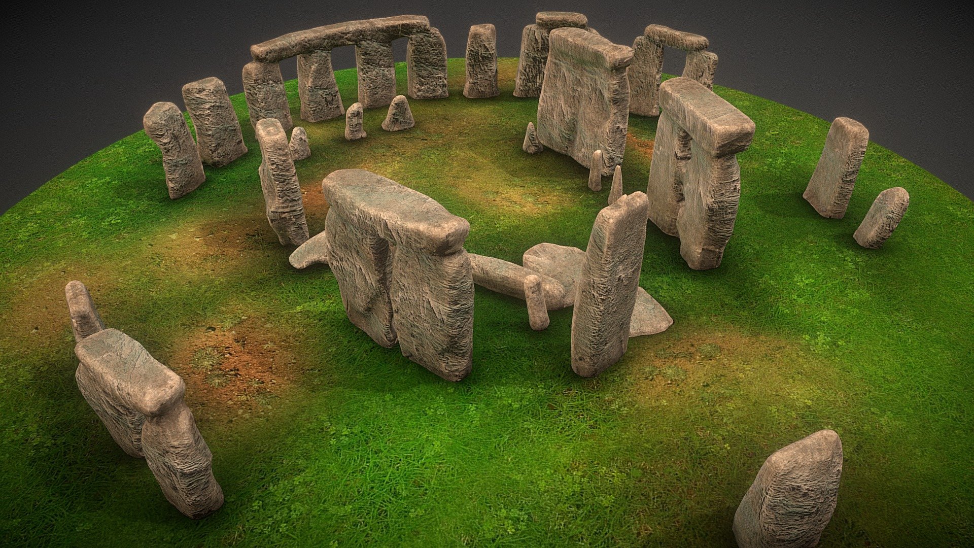 This is a beautiful Stonehenge model. Stonehenge is a prehistoric monument on Salisbury Plain in Wiltshire, England, two miles (3 km) west of Amesbury.

3 materials with 2048 * 2048 textures.

Triangles: 64100 Vertices: 32100

(Viewer Setting above are just a preview and may vary drastically depending on your lighting and shading setup on the final application)

If you have any questions, please feel free to contact me.
 
E-mail: zhangshangbin1314159@gmail.com
 - Stonehenge - Buy Royalty Free 3D model by Zhang Shangbin (@zhangshangbin1314159) 3d model