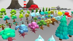 Low Poly World Props lights, polygonal, friendly, props, protoype, mountains, streets, buses, lowpoly, low, mobile, car, simple