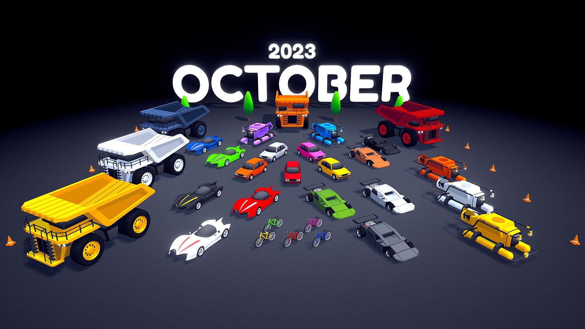 This is the October update of ARCADE: Ultimate Vehicles Pack. All these cars will be available in Sketchfab and Unity Asset Store next Wednesday.

This update includes 6 new vehicles. I hope you like it.

Best regards, Mena.

 - OCTOBER 2023: Arcade Ultimate Pack - 3D model by Mena (@MenaStudios) 3d model
