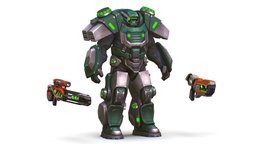 Cartoon Sci-Fi Cyborg Drone Heavy Sniper Soldier