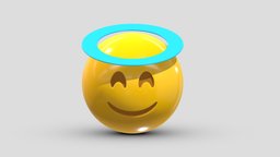 Apple Smiling Face with Halo face, set, apple, messenger, smart, pack, collection, icon, vr, ar, smartphone, android, ios, samsung, phone, print, logo, cellphone, facebook, emoticon, emotion, emoji, chatting, animoji, asset, game, 3d, low, poly, mobile, funny, emojis, memoji