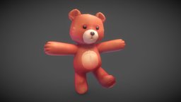 Teddy teddybear, blender-3d, low-poly-model, hand-painted