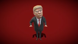 Trump politician, president, donald, cartoons, trump, low-poly-blender, low-poly-character, vtuber, low-poly, funny