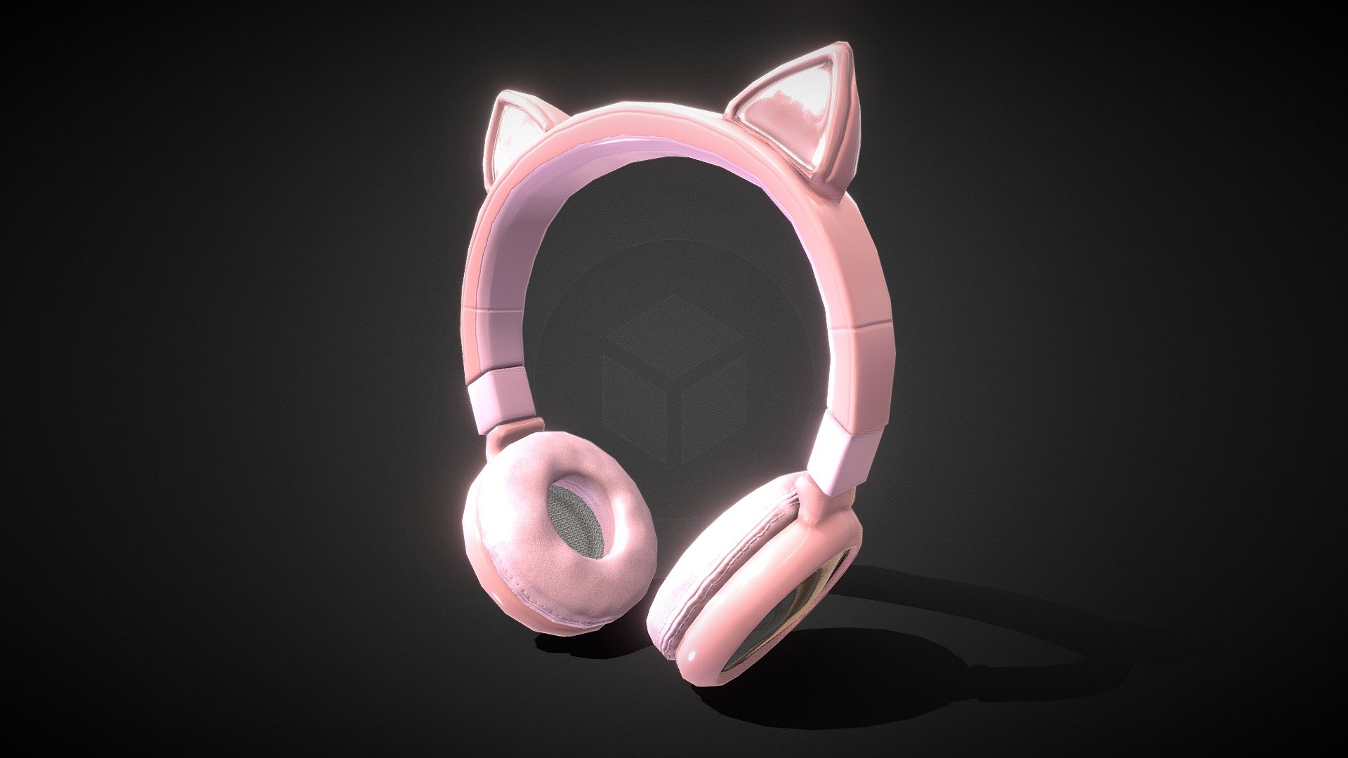 Stylize head set with cat ears design. Lowpolygon in PBR texture format. Clean topology 3d model
