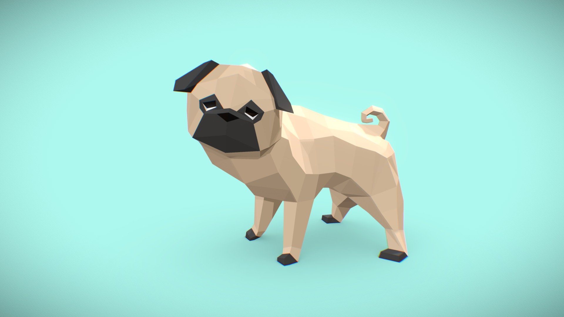 Super Low Poly Pug comission for Papercraft. The challenge was to get a good shape and still look cute 3d model