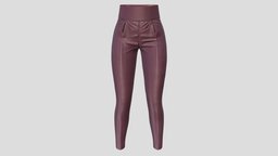 Female High Waist Maroon Leather Pants leather, high, fashion, girls, clothes, pants, shiny, realistic, real, casual, womens, wear, maroon, waist, pbr, low, poly, female