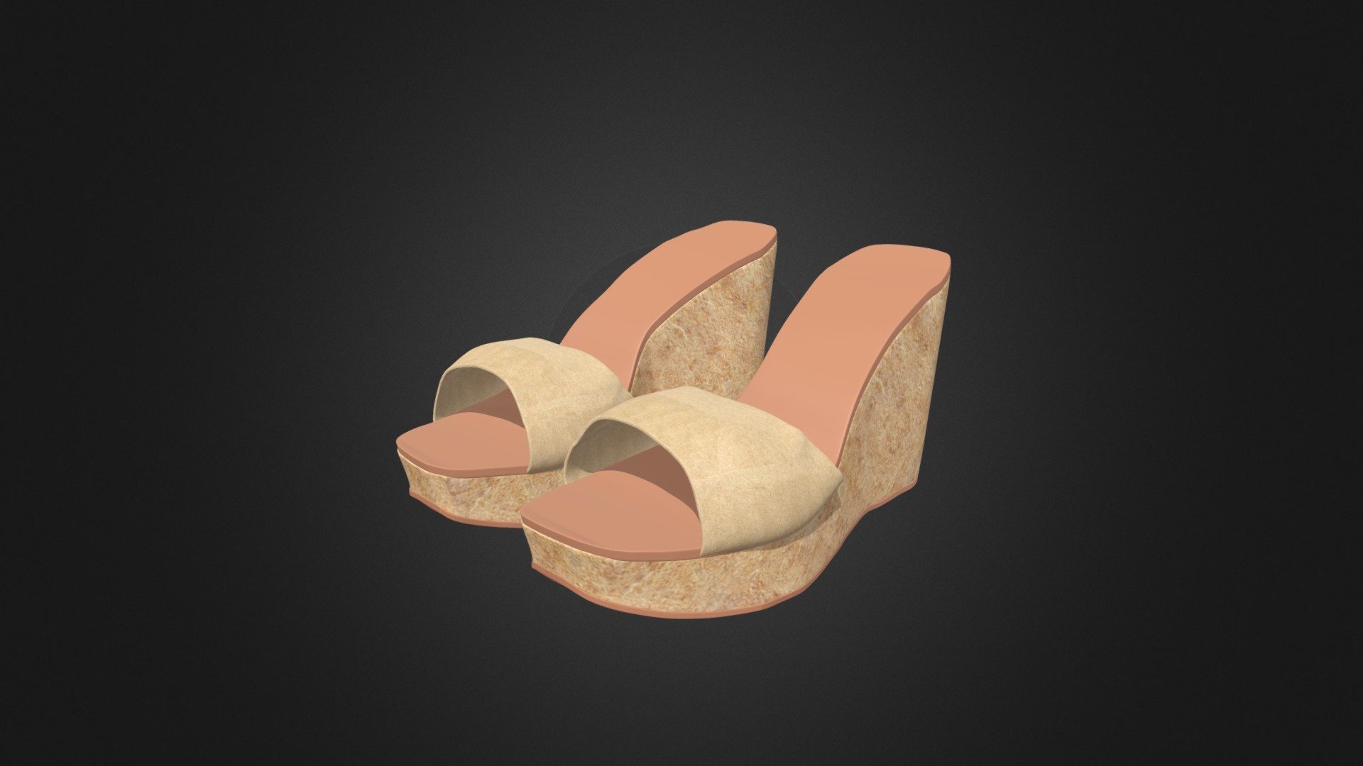 Use sama file with White leather wedge slipper, but change the texture ( material) for this Wood wedge shoes .
Hope you like 3d model