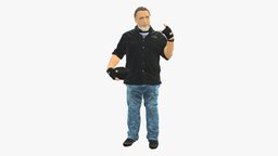 Man in black tshirt rock 0786 style, people, fashion, clothes, posed, miniatures, realistic, character, 3dprint, model, man, human, male