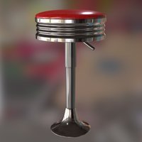 Diner Stool stool, restaurant, diner, high-poly, chair, highpoly