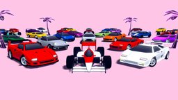 ARCADE: Retro Super Cars formula, vehicles, cars, retro, pack, 80s, neon, wave, racing, race