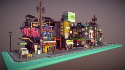 Japan Voxel japan, miniature, diorama, voxel, city, street, voxelart, shop, magicavoxel