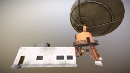 Observatory building with satelitte dish abandoned, exterior, antenna, telescope, electronics, dish, postapocalyptic, station, observatory, architecture, game, pbr, building, interior, radio, industrial, setelitte