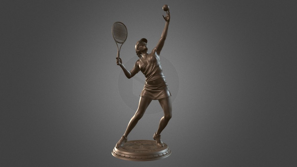 Model player in tennis. Figurine in two formats, use the convenient, can be used for scenes to render. The height of 160 mm, the scale of change as you like, depending on your printer capabilities. -link removed- - Girl player in Tennis - 3D model by doncgartist 3d model