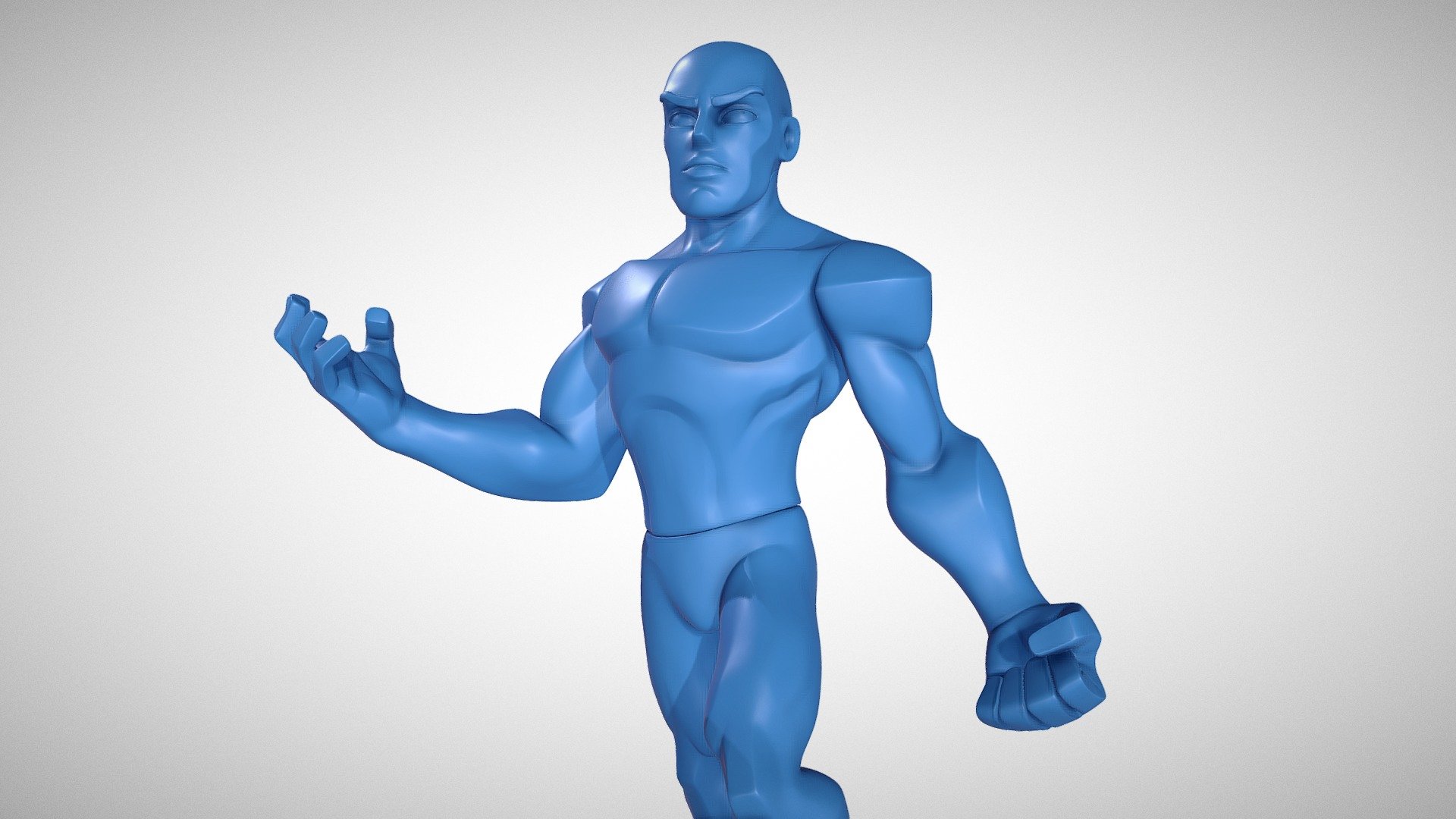 Character figure for print.  Based on the infinity art style.
* Arms, Legs and head are separate parts from torso.
* Floor, and base are also separate.
* File is downloadable, but not fully print ready.
* Scaling and other preparations might be needed.

Provided in multiple formats 3d model