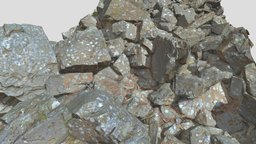 Sharp Rock Pile Scan forest, module, broken, big, sharp, slide, brown, pile, fallen, boulder, branch, realistic, photoscan, 3d, blender, pbr, model, scan, stone, rock